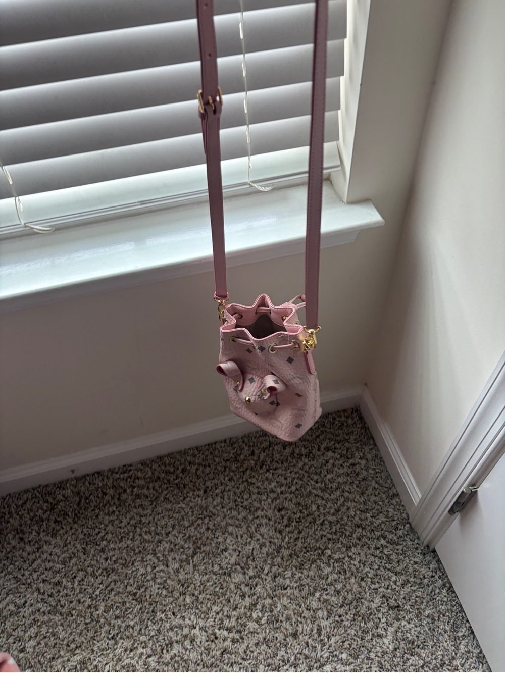 Pink Mini Drawstring Crossbody Bag